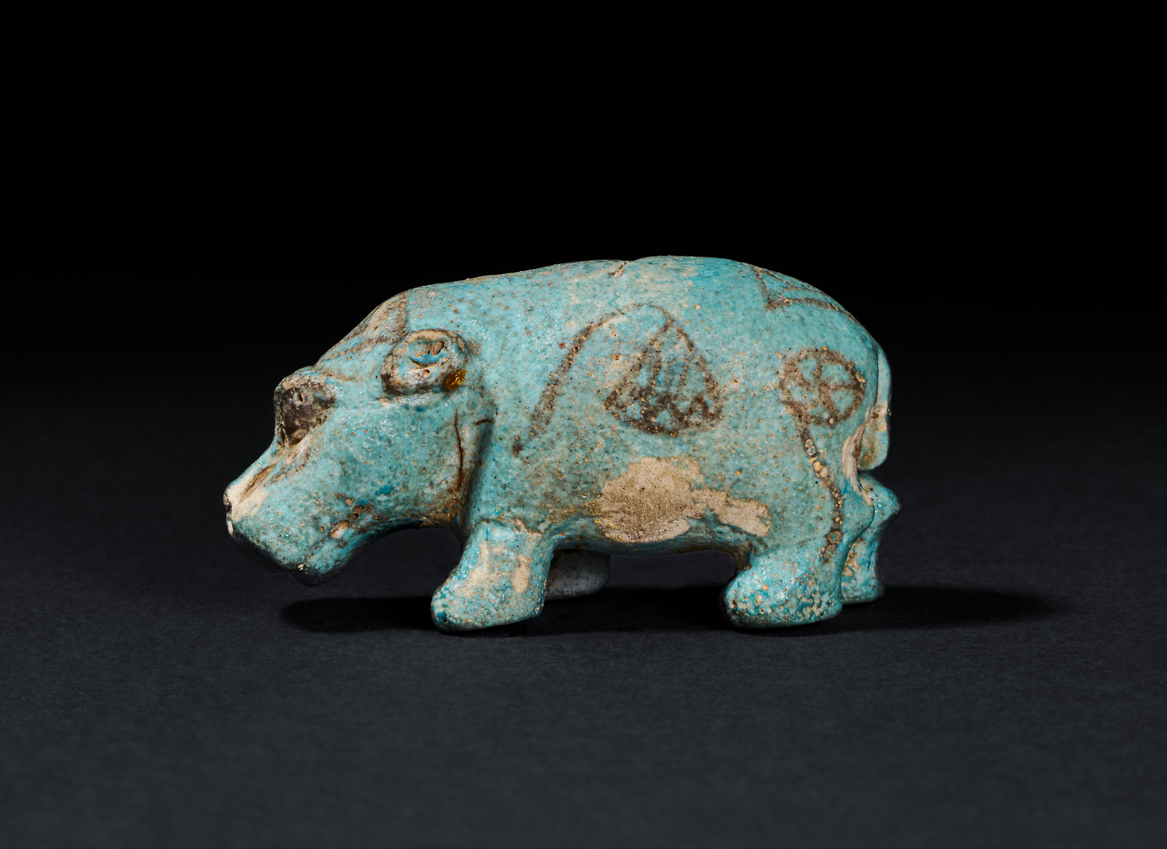 AN EGYPTIAN FAIENCE HIPPOPOTAMUS LATE PERIOD, DYNASTY XXVI, 664-525 B.C. - Image 2 of 2