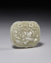 A WHITE JADE LANDSCAPE PLAQUE, QING DYNASTY (1644-1911)