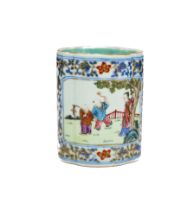 A FAMILLE-ROSE QUATREFOIL BRUSH POT, DAOGUANG MARK & OF THE PERIOD (1821-1850)