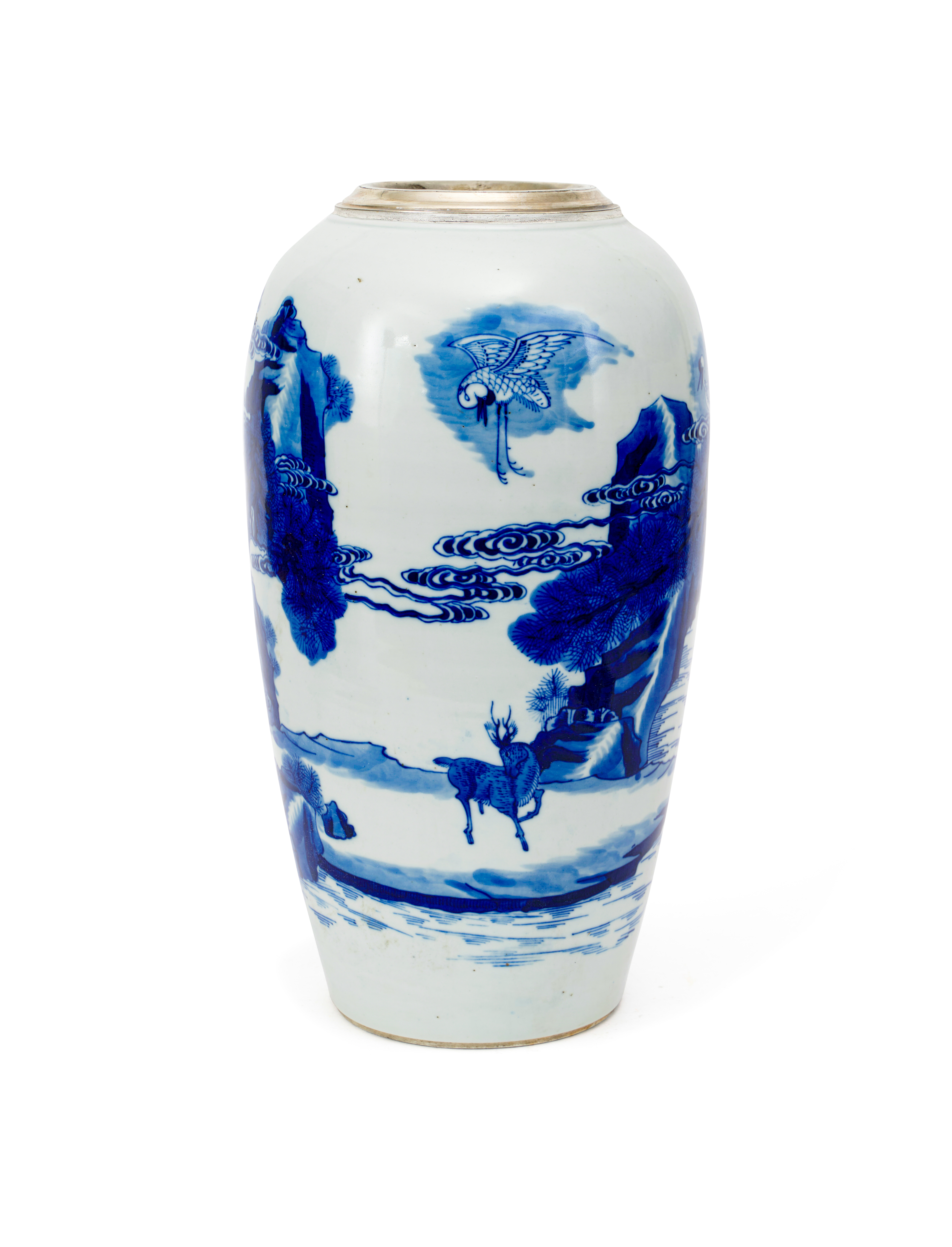 A LARGE CHINESE BLUE & WHITE DEER & CRANE VASE, KANGXI PERIOD (1662-1722) - Image 3 of 5