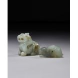 TWO JADE MYTHICAL BEAST FIGURES, QING DYNASTY (1644-1911)