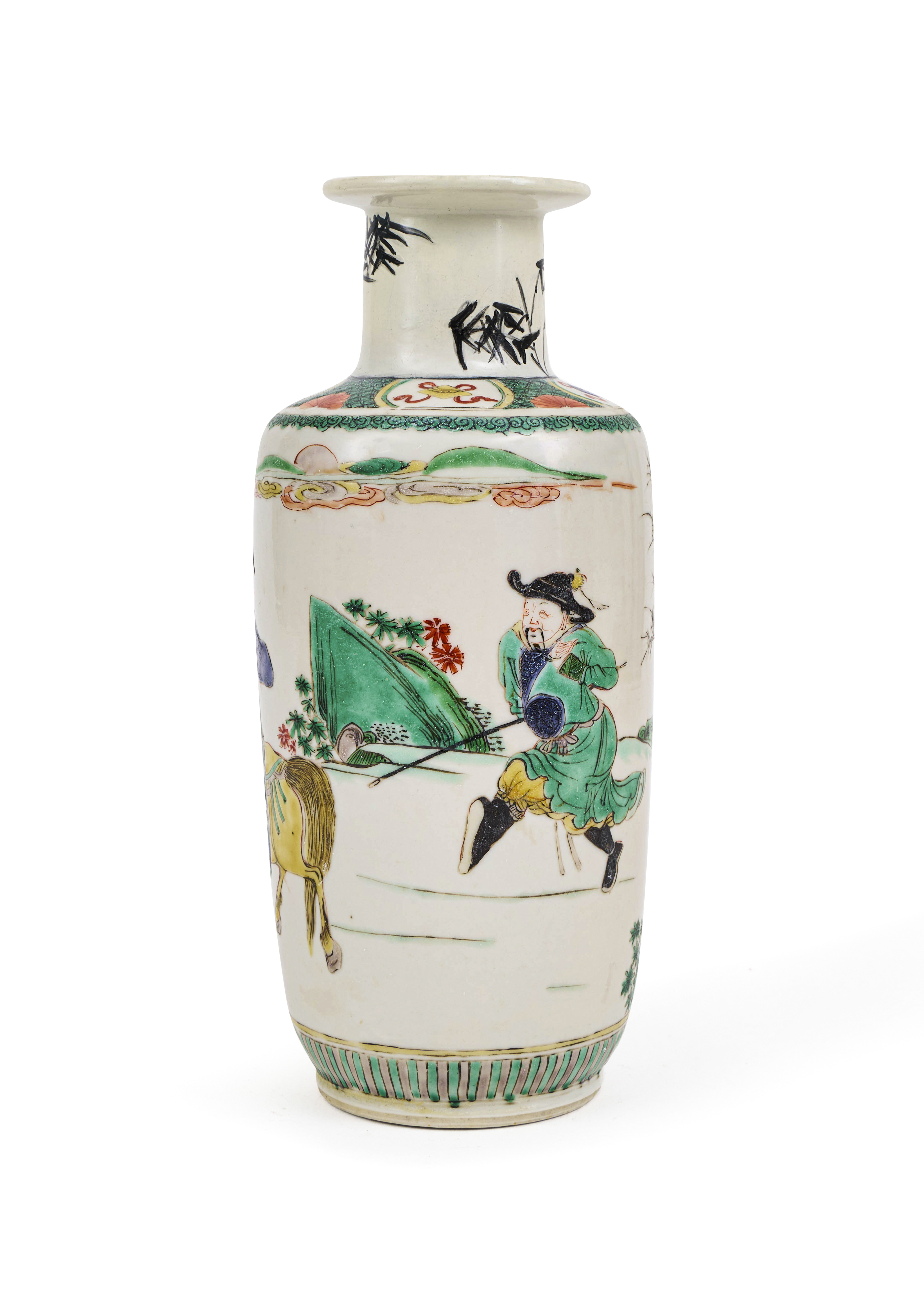 A CHINESE FAMILLE VERTE ROULEAU VASE, 18TH CENTURY - Image 3 of 5