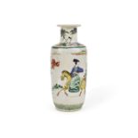 A CHINESE FAMILLE VERTE ROULEAU VASE, 18TH CENTURY