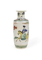 A CHINESE FAMILLE VERTE ROULEAU VASE, 18TH CENTURY