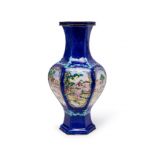 A CHINESE CANTON ENAMEL EUROPEAN SCENE VASE, QIIANLONG PERIOD (1736-1795)