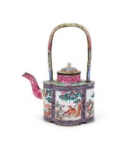 A CHINESE CANTON ENAMEL TEAPOT, QIIANLONG PERIOD (1736-1795)