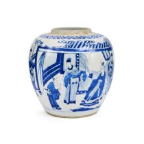 A CHINESE BLUE & WHITE JAR, KANGXI PERIOD (1662-1772)