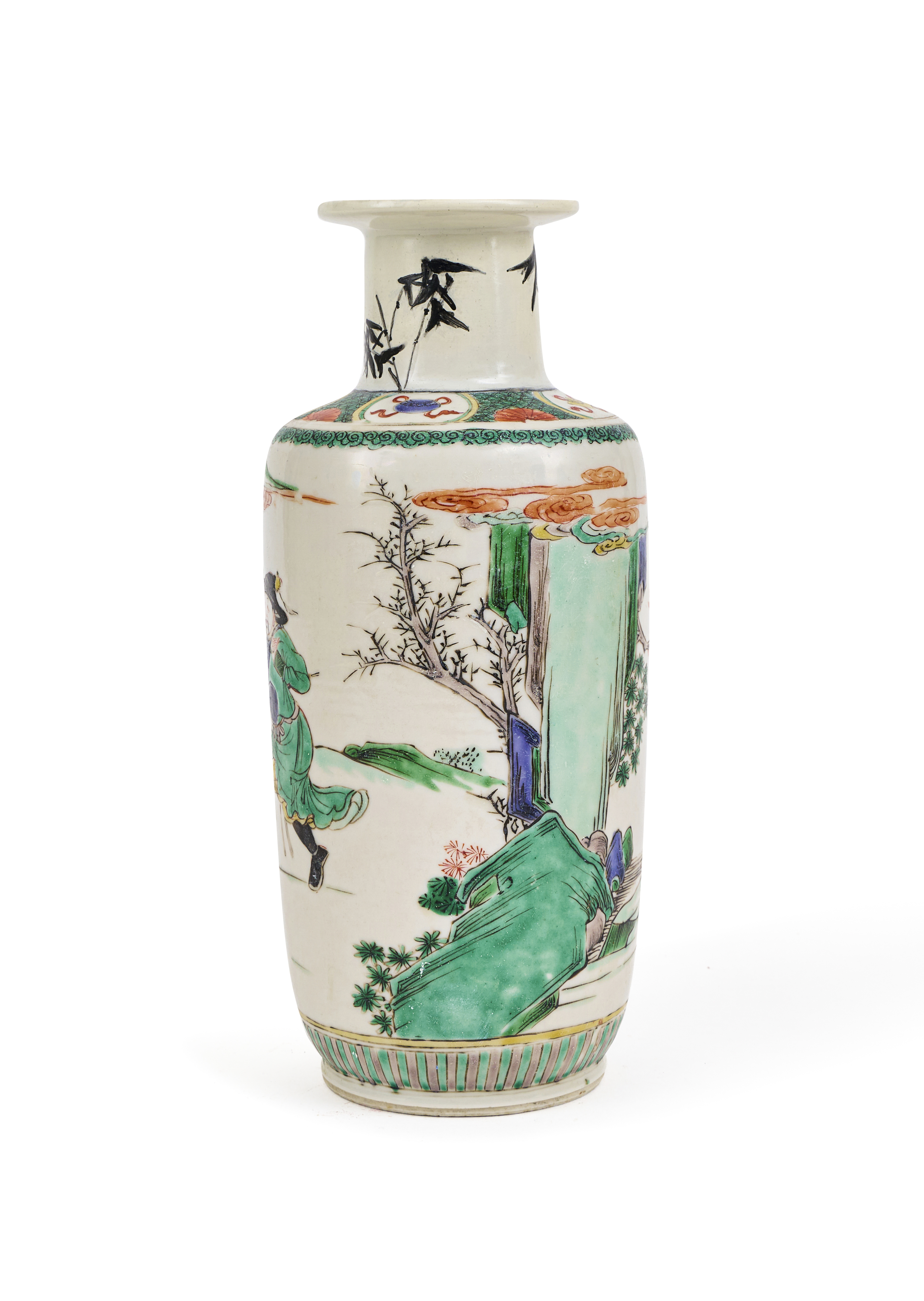 A CHINESE FAMILLE VERTE ROULEAU VASE, 18TH CENTURY - Image 2 of 5
