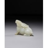 A WHITE JADE RABBIT FIGURE, QING DYNASTY (1644-1911)