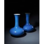 A PAIR OF CHINESE BLUE MONOCHROME VASES, QING DYNASTY (1644-1911)