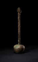 A CHINESE ARCHAIC BRONZE LADEL,LATE SHANG EARLY ZHOU (1300-800 BC),