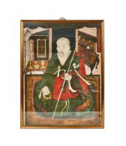 A HIGHLY RARE KOREAN INSCRIBED PAINTING ON PAPER DEPICTING A PRIEST, JOSEON DYNASTY (1392-1897)