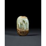 A PALE CELADON JADE PEBBLE CARVING, QING DYNASTY (1644-1911)