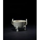 AN UNUSUAL WHITE-GLAZED TRIPOD CENSER, YUAN/EARLY MING, 14TH/15TH CENTURY