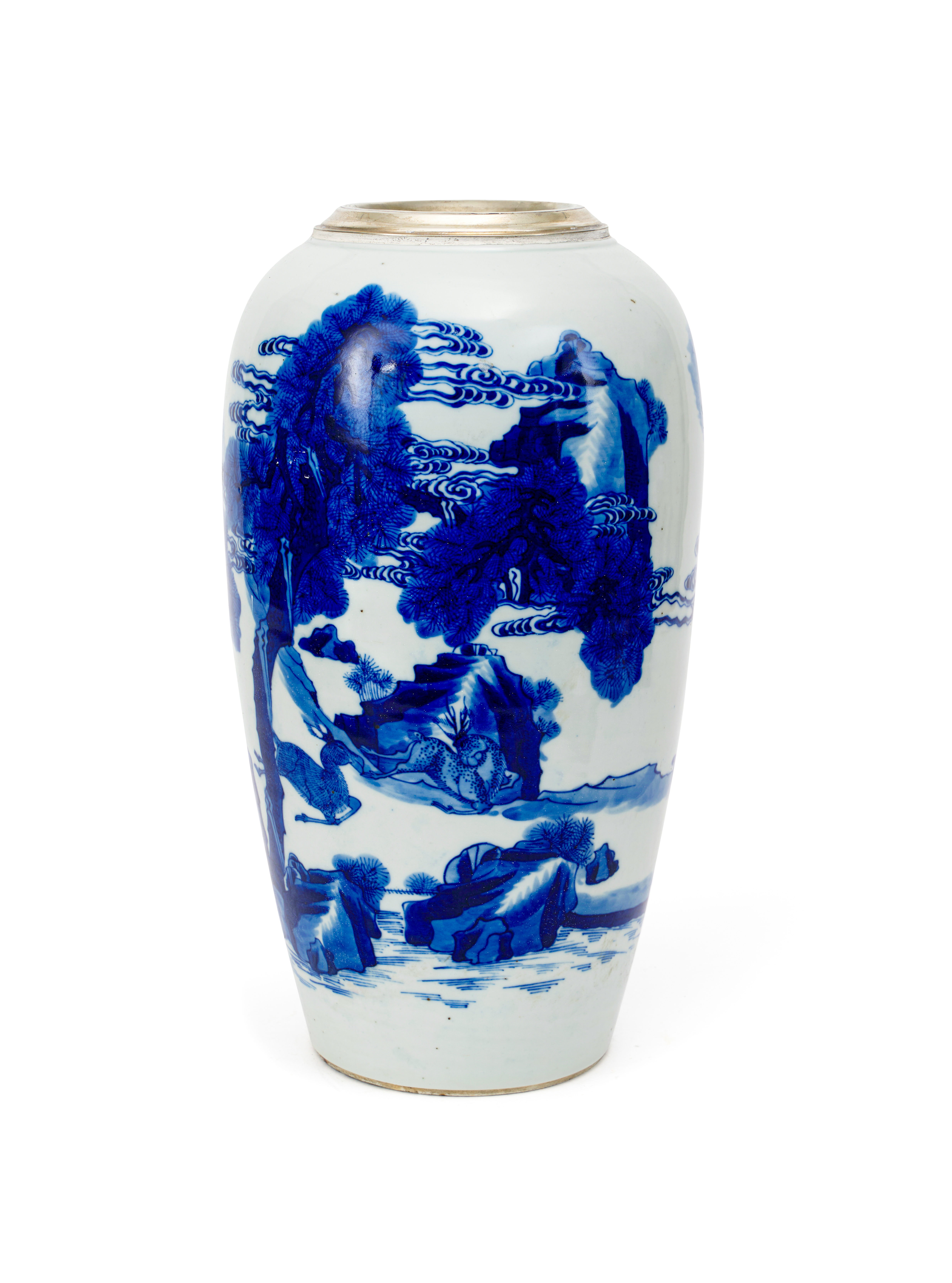 A LARGE CHINESE BLUE & WHITE DEER & CRANE VASE, KANGXI PERIOD (1662-1722) - Image 2 of 5