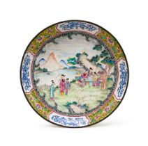 A LARGE CHINESE CANTON ENAMEL DISH, QIANLONG PERIOD (1736-1795)