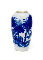 A LARGE CHINESE BLUE & WHITE DEER & CRANE VASE, KANGXI PERIOD (1662-1722)