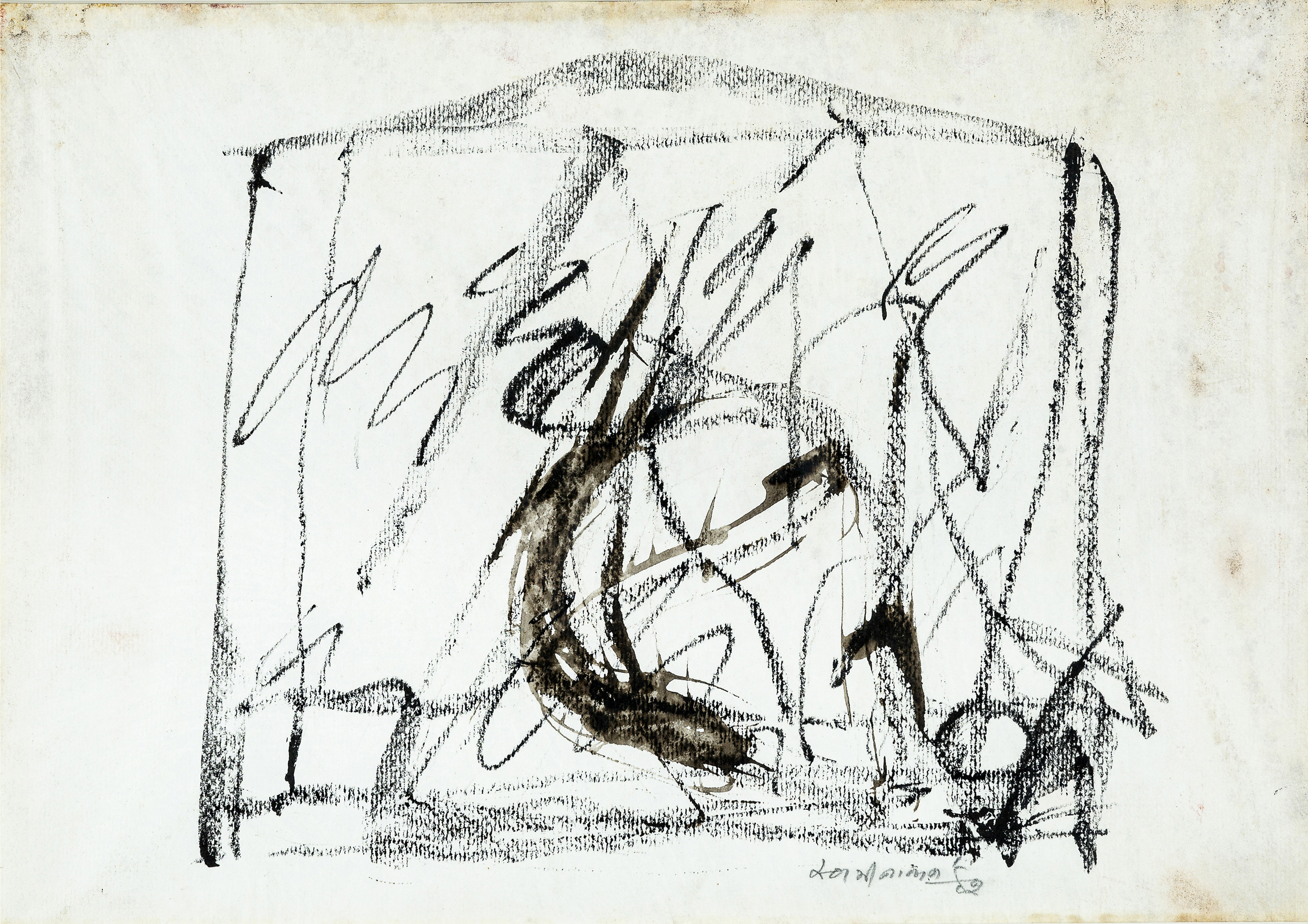 JAGDISH SWAMINATHAN, UNTITLED, 1992, SIGNED & DATED "SWAMINATHAN 92" LOWER RIGHT, MIXED MEDIA ON PAP