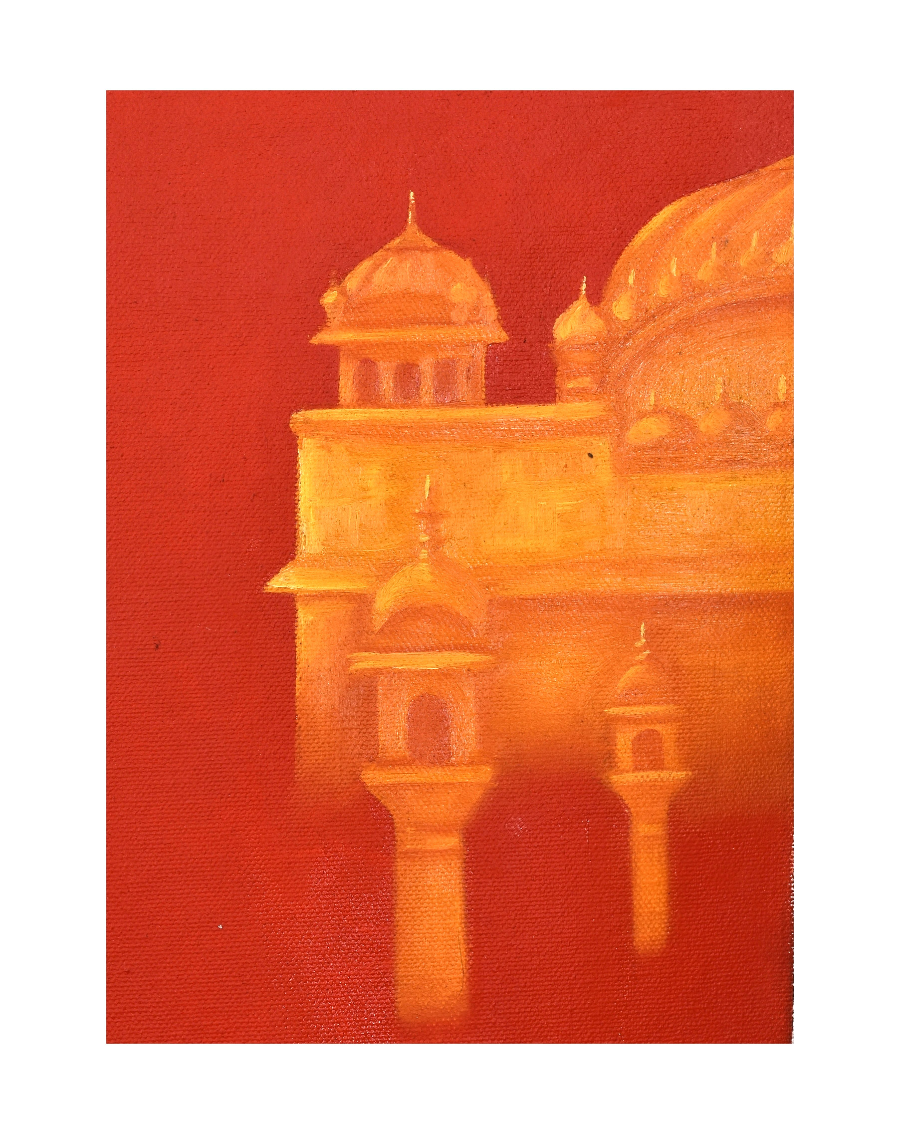 MANJIT BAWA (1941-2008) HOLY MOTHER COW OUTSIDE GOLDEN TEMPLE, OIL ON CANVAS, SIGNED ON REVERSE - Image 6 of 7