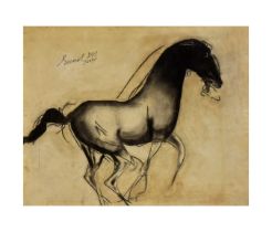 SUNIL DAS (1939-2015) "GALLOPING HORSE" SIGNED & DATED JAN 90