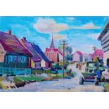 Zschunke, Walter (1913 Kottmarsdorf – 1985 Berlin) „Dorfstrasse auf Rügen“