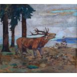 Scheele, Hugo (1881 Arnsberg – 1960 Greifswald) „Usedomer Landschaft mit Hirsch“