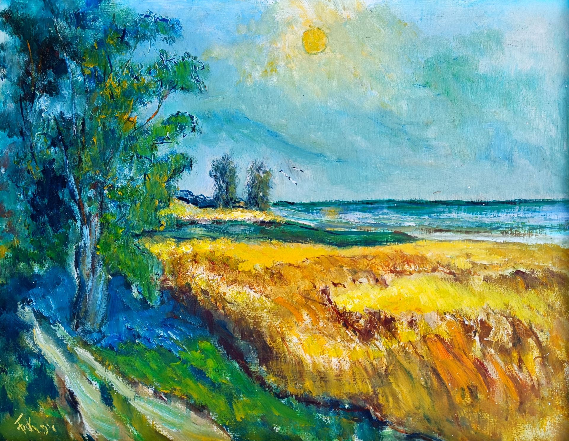 Kleinfeldt, Franz Walter (1919 Wolgast - 2008 Wolgast) „Am Kleinen Haff (Insel Usedom)“