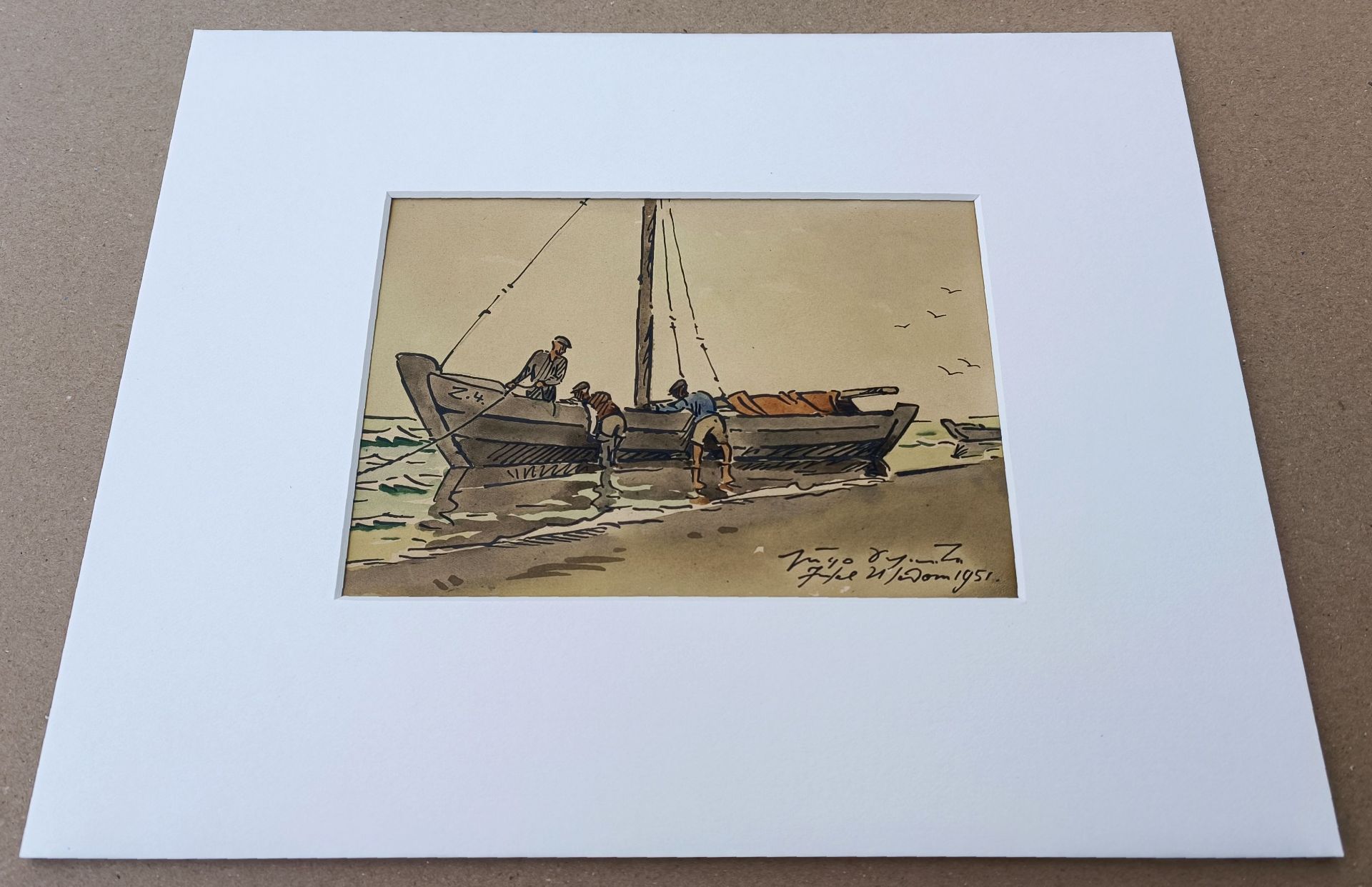 Scheele, Hugo (1881 Arnsberg - 1960 Greifswald) „Fischer bei der Arbeit“ - Bild 4 aus 4