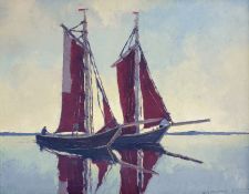 Jaeckel, Erich (1901 Ahlbeck - 1947 Bansin) "Abendstimmung mit Zeesbooten vor Usedom"