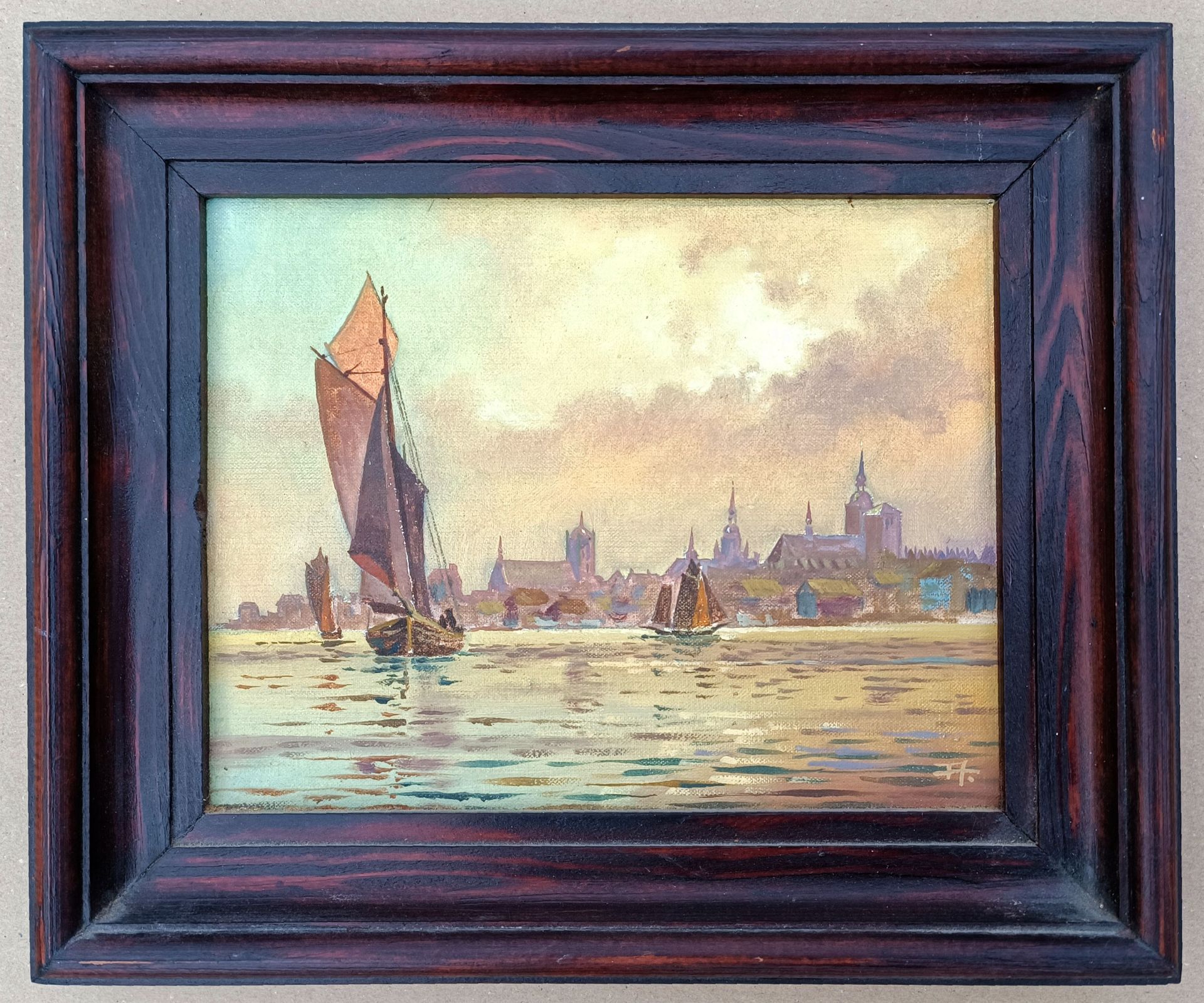 Arndt, Wolfgang (1931 Stralsund) „Blick auf Stralsund“ - Bild 2 aus 3