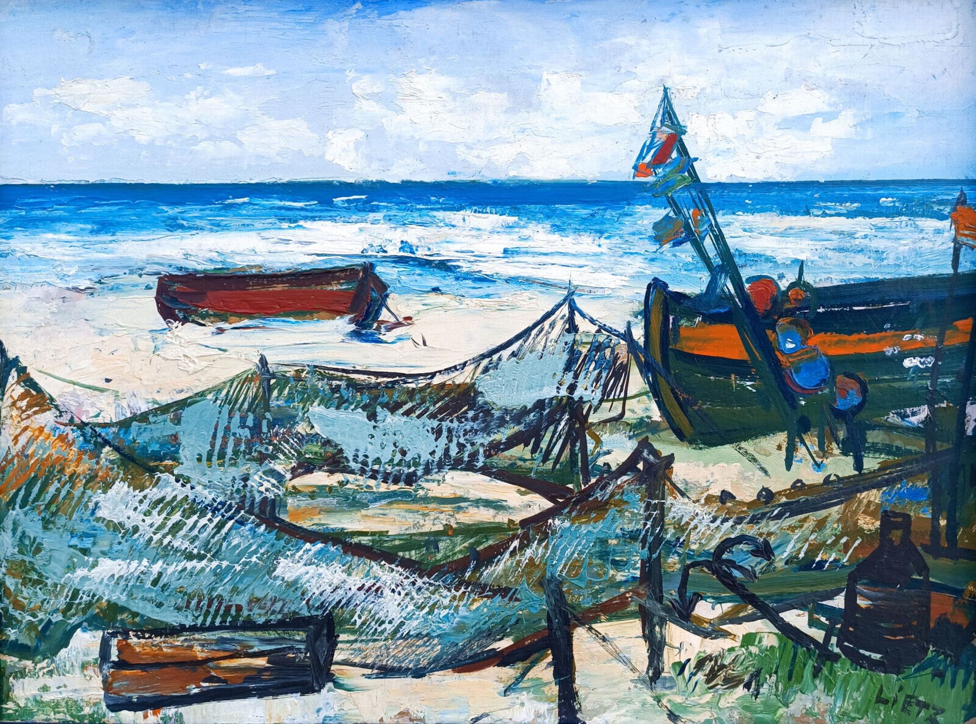 Lietz, Heinrich (1909 Stralsund – 1988 Stralsund) „Am Fischerstrand“