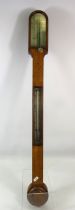 Antique Negretti and Zambia oak case stick barometer/thermometer. 89cm long.