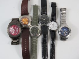 Six Gents Quartz Chronograph style watches with leather or metal straps to inlcude and Addidas Chron