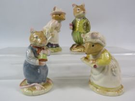 Four Royal Doulton Bramley Hedge figurines all with boxes, (1 has a slight chip to one ear).