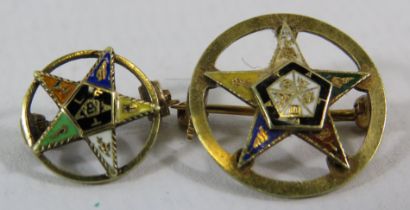 Two 14ct gold Masonic Order of the Eastern star lapel badges, 2.2grams .