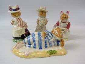 Four Royal Doulton Bramley Hedge figurines, all with boxes. The tallest measures 10cm.