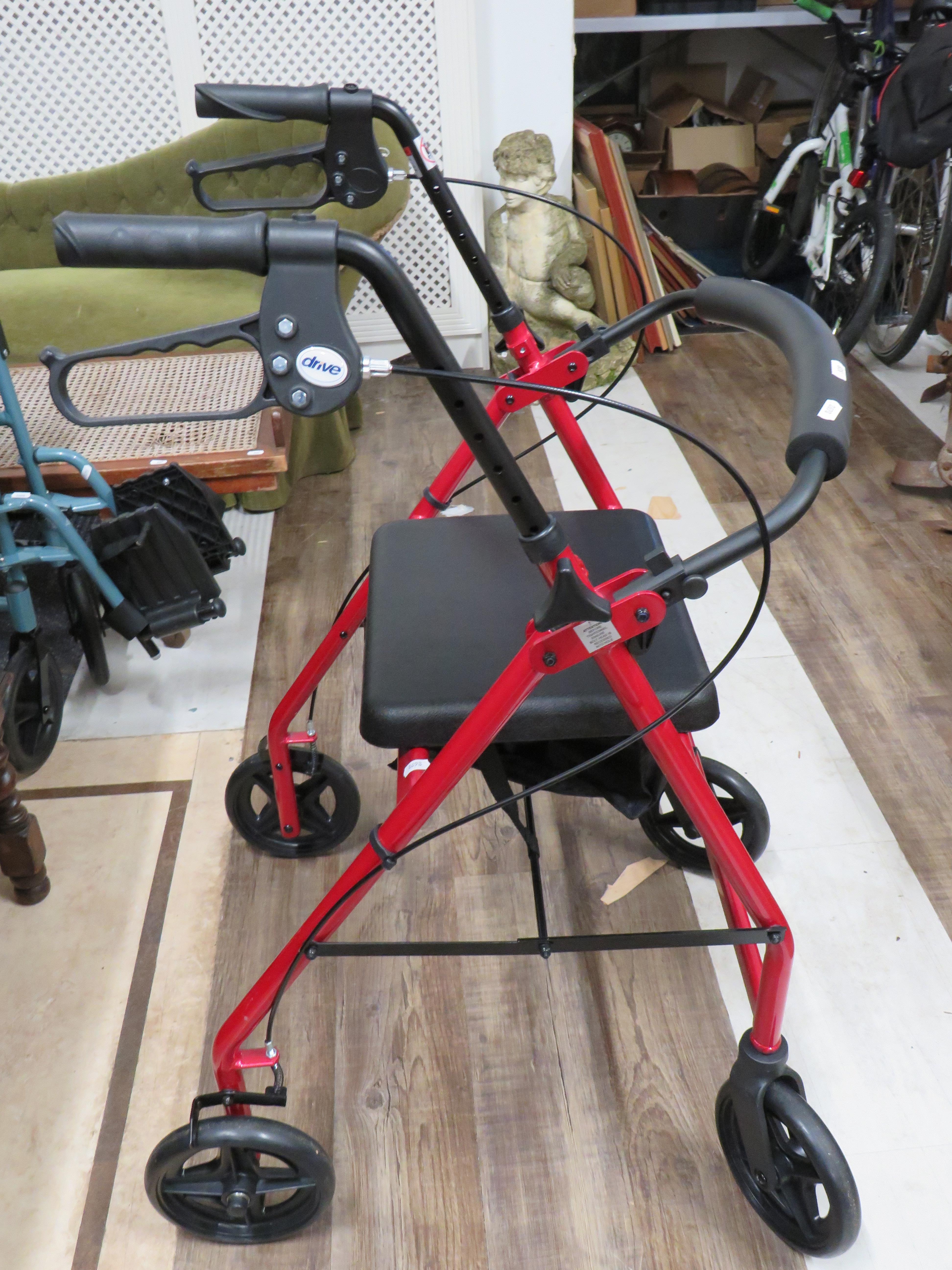 Drive, Fold Flat mobility walker with handbrakes & Seat, see photos. Very Little use. - Image 2 of 5