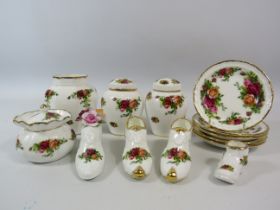 Selection of Royal Albert Old Country Roses ornaments, lidded jars, trinkets etc. 13 pieces in