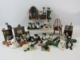 Large selection of cat figurines mainly by Leonardo.