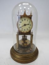 Gustav Becker Brass based Anniversary Clock under a Glass dome. Running order but no key present. Me