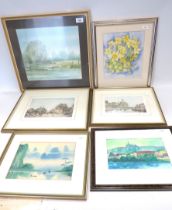 4 framed watercolours various artists and subjects see pics.
