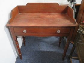 Vintage Galleried topped occasional table with Single drawer and two matching glass Drawer handles.