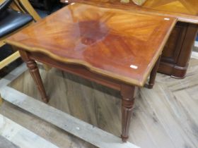 Attractive Occasional table with tapered reeded legs and cross hatched decoration to top. H:20 x W: