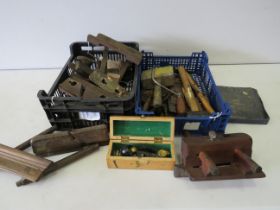 Selection of old Planes, Rebate planes, Woodworking tools etc plus small 'Faithfull' Plane in box.