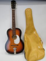 3/4 Size Accoustic Guitar by Kansas in good order, comes with leatherette carry bag. See photos.