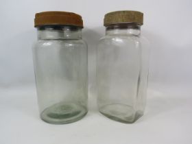 2 Large vintage glass sweet jars with bakelite lids, approx 30cm tall.