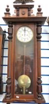 Gustav Becker Mahogany Mahogany cased wall clock,Twin weight driven with enamel face and subsidary d