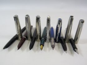 6 Parker Fountain pens, plus one other.