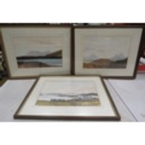 3 Framed Watercolours by Paul Phillips of scottish higlands, 18.5" by 14.5"PA584