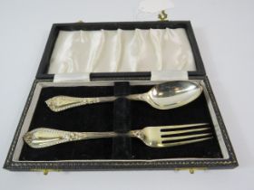 London 1879 Sterling silver cased Fork and spoon set, 61.6 g